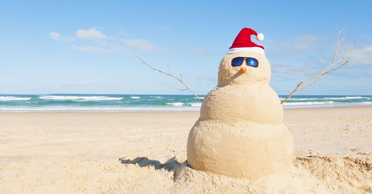 Christmas in July santa claus of sand