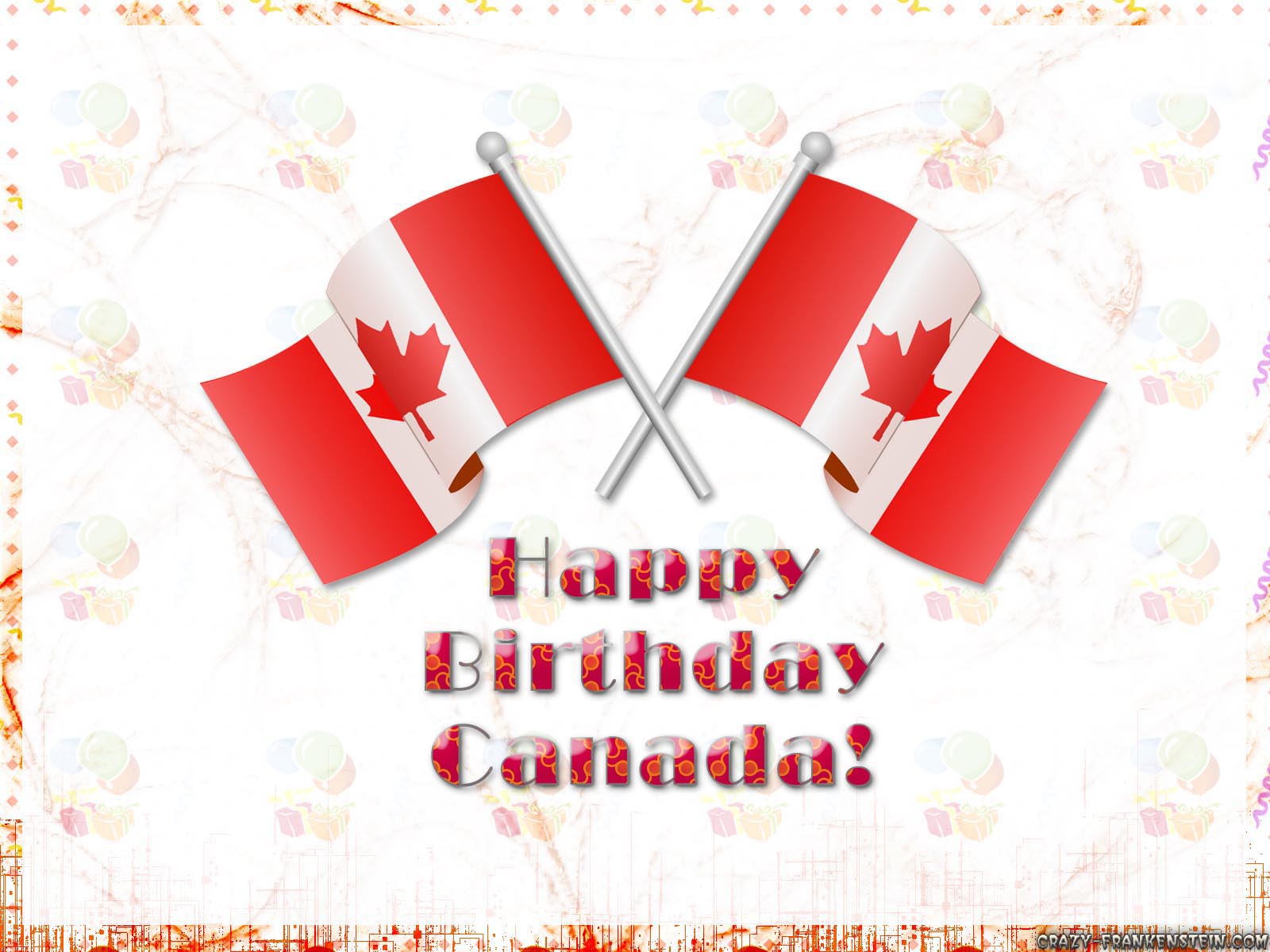Happy birthday canada flags cross