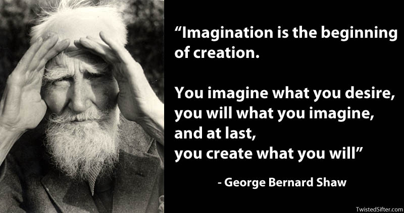 Imagination is the beginning of creation you imagine what you desire you will what you imagine and at last you create what you will – George Bernard Show