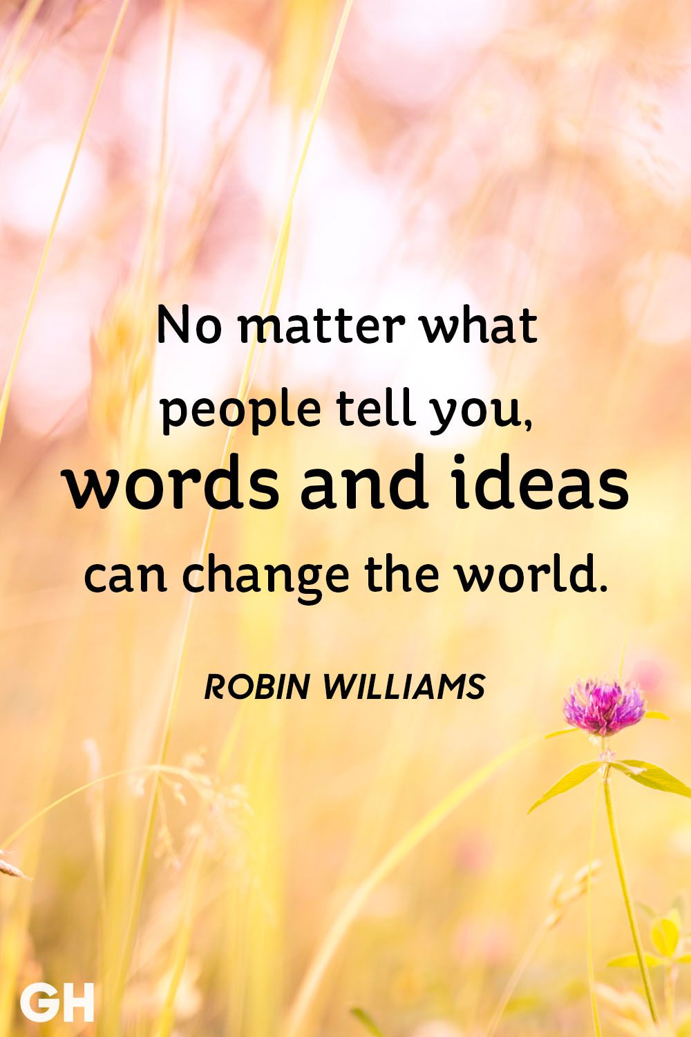 No matter what people tell you, words and ideas can change the world. Robin williams