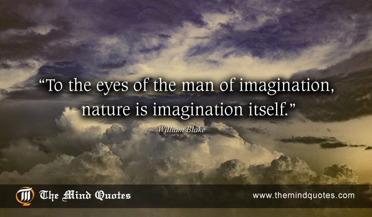 To the eyes of the man of imagination nature is imagination itself. William Blake