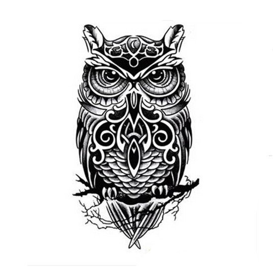 Wonderful black & white owl tattoo design
