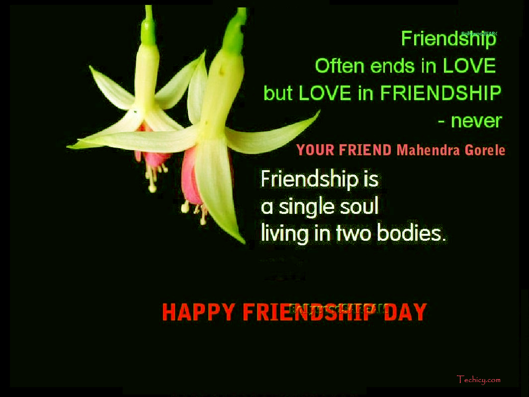 friendship is a single soul living in two bodies happy friendship day