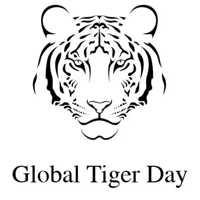 global tiger day black & white picture of tiger face