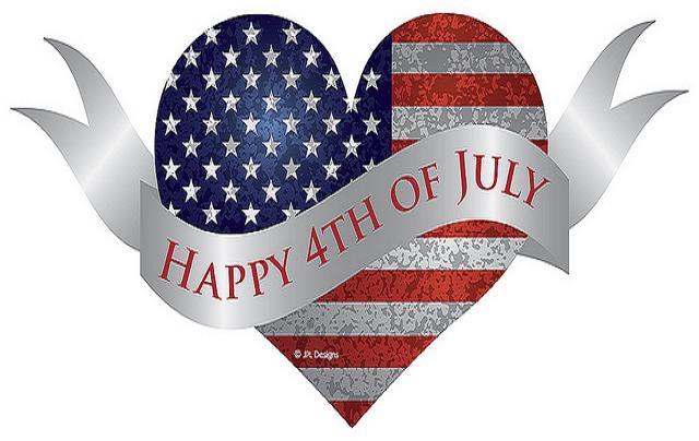 happy 4th of july american flag heart card