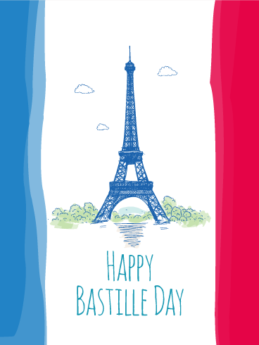 happy Bastille Day eiffel tower greeting card
