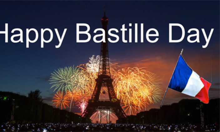 happy Bastille Day eiffel tower in background