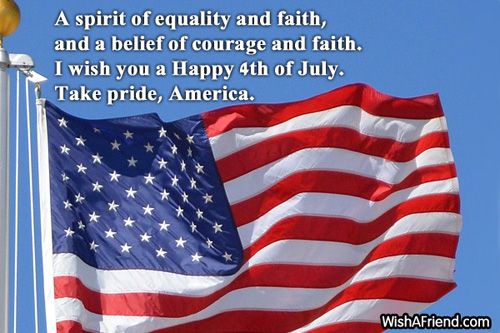 i wish you a happy 4th of july. take pride, america waving flag in background
