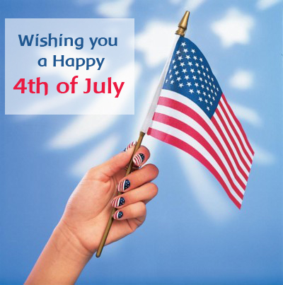 wishing you a happy 4th of july flag in hand