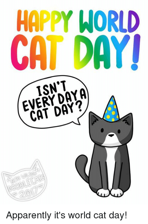 happy World Cat Day cat meme picture
