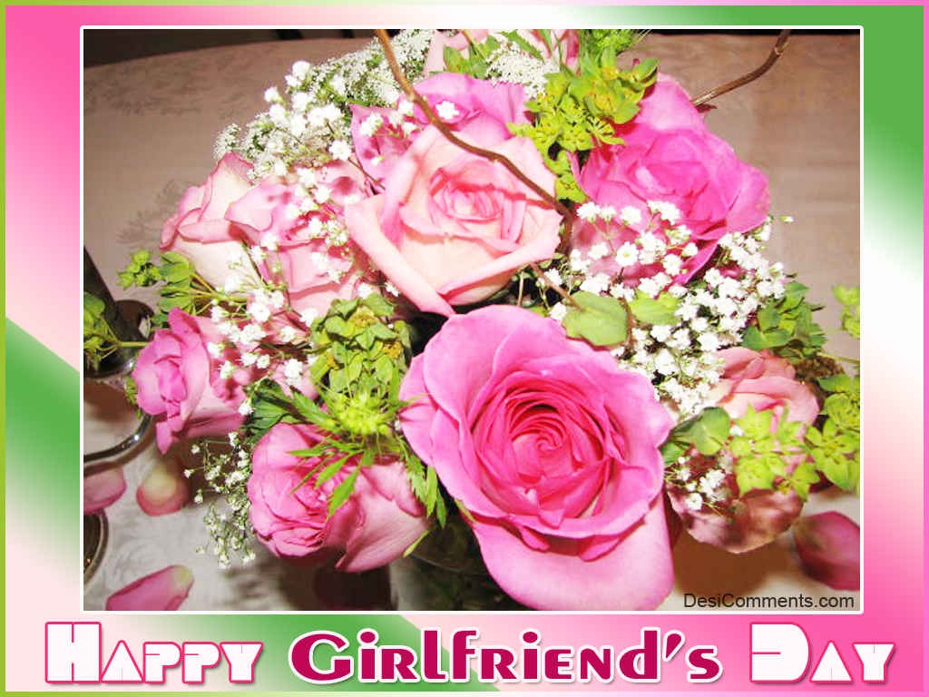 happy girlfriends day flowers greeting card