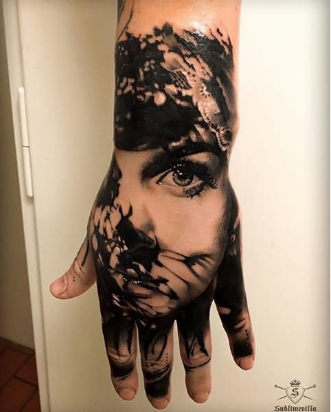 Black Miguel martins hand tattoo for women