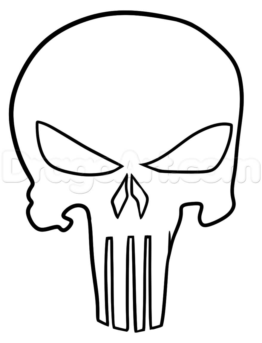 Black outlined punisher skull tattoo design