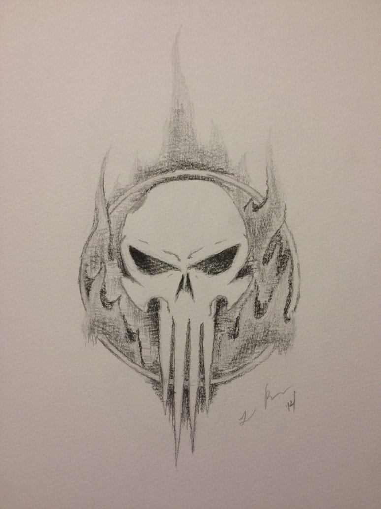 Page 4. Page 6. Grey shaded punisher skull tattoo design. 