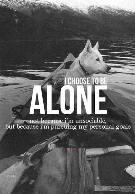 I choose to be alone not because i’m unsociable, but because i’m pursuing my personal goals.