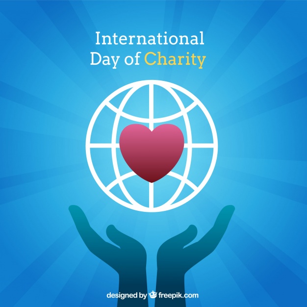 International Day of Charity hands and heart illustration