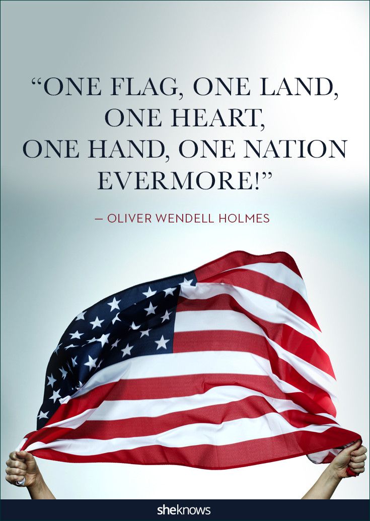One flag one land one heart one hand one nation evermore – Oliver Wendell Holmes