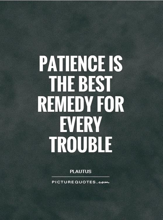 Patience is the best remedy for every trouble – Plautus