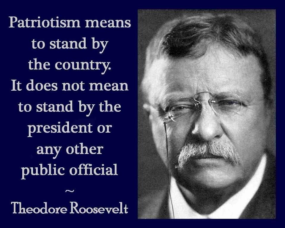 Patriotism means to stand by your country. It does not mean to stand by the president or any other public official – Theodore Roosevelt