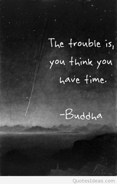 The trouble is you think you have time. Buddha