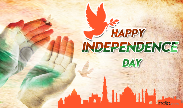 happy Independence Day hands with indian flag