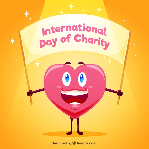 international day of charity heart with banner illustration