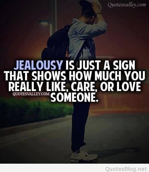 jealousy is just a sign that shows how much you really like, care or love someone