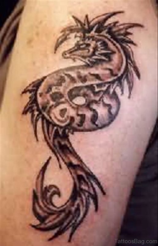 Black Dragon snake tattoo on arm