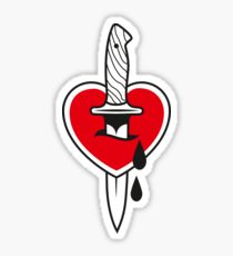 Black and red broken heart with sword tattoo design
