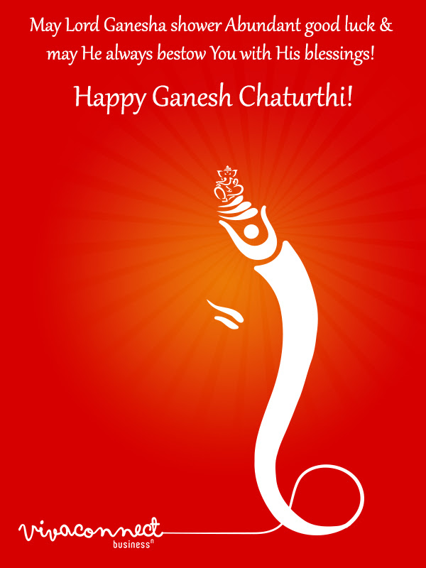may lord ganesha shower abundant good luck & may he always bestow you with his blessings happy ganesh chaturthi