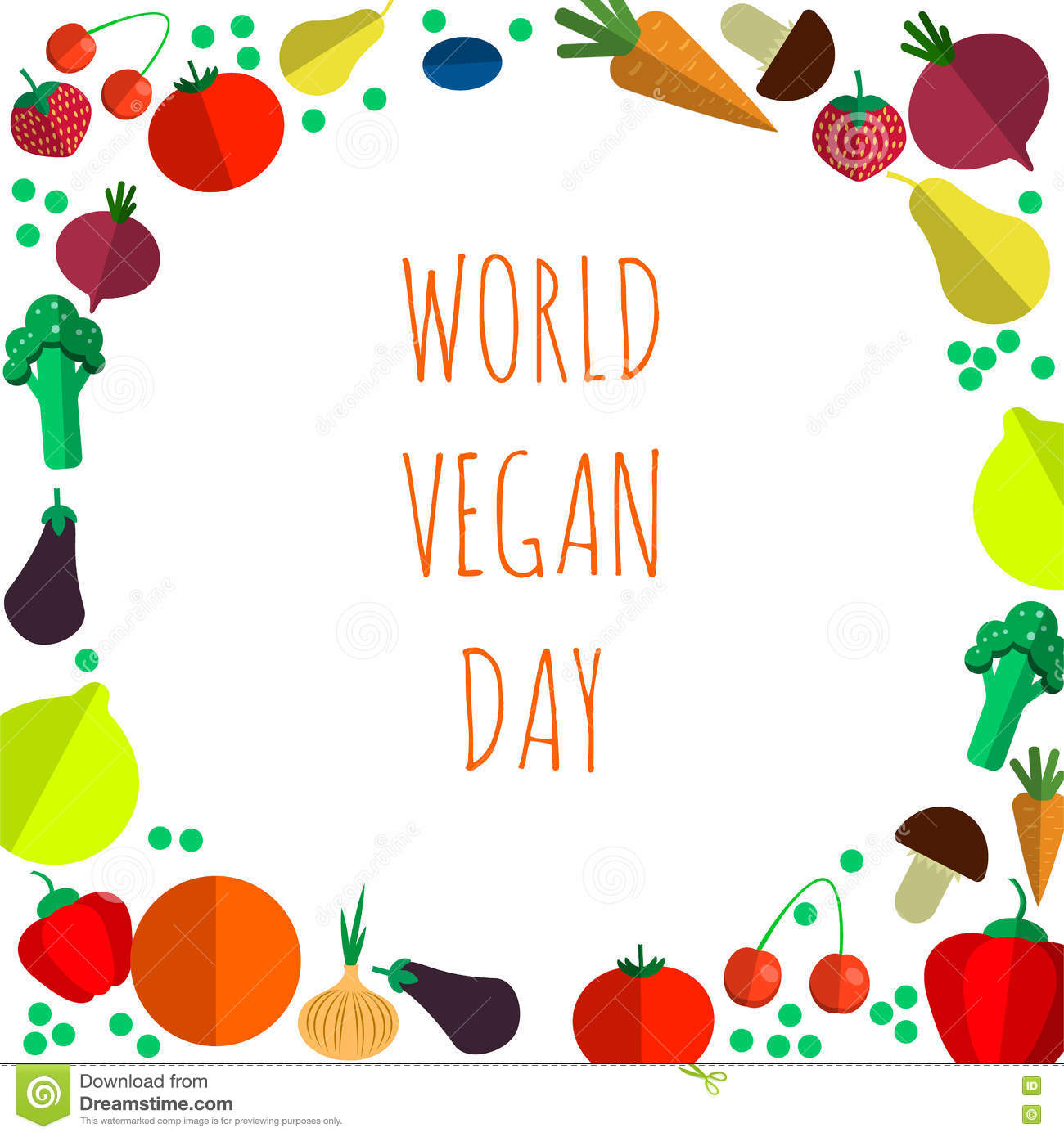 world vegan Day fruits boundary design