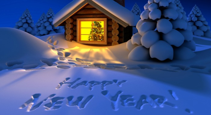 Happy New Year text on snow picture