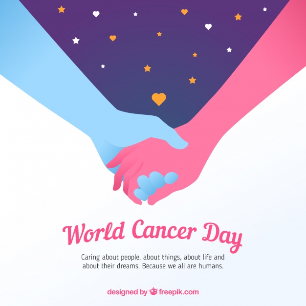 world cancer day hands in hands illustration