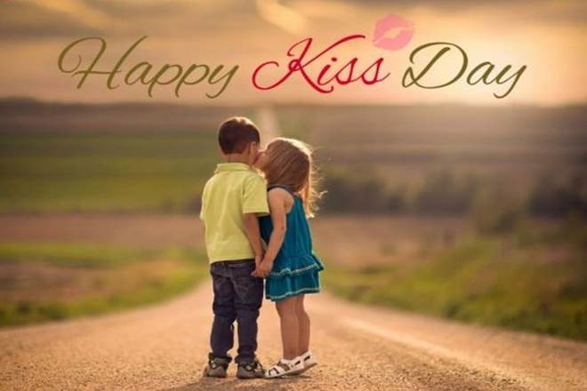 happy kiss day kids kissing