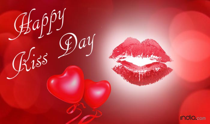 happy kiss day lip mark and heart balloons