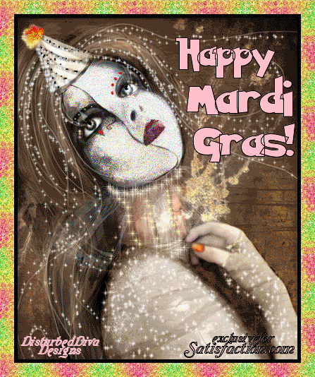 happy mardi gras girl glitter card