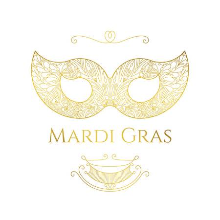 mardi gras golden mask illustration