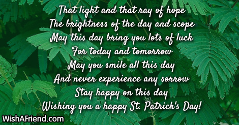 wishing you a happy Saint Patrick’s Day
