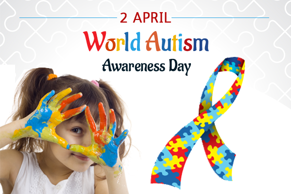 2 april world autism awareness day cute girl with colorful hands