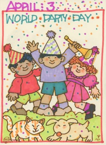 World Party Day april 3 hand made greeting card