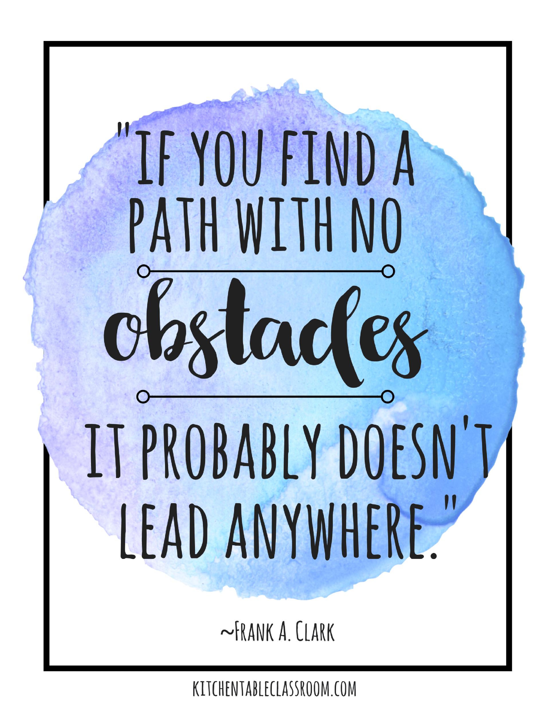 if you find a path with no obstacles it probably doesn’t lead anywhere. frank a. clark