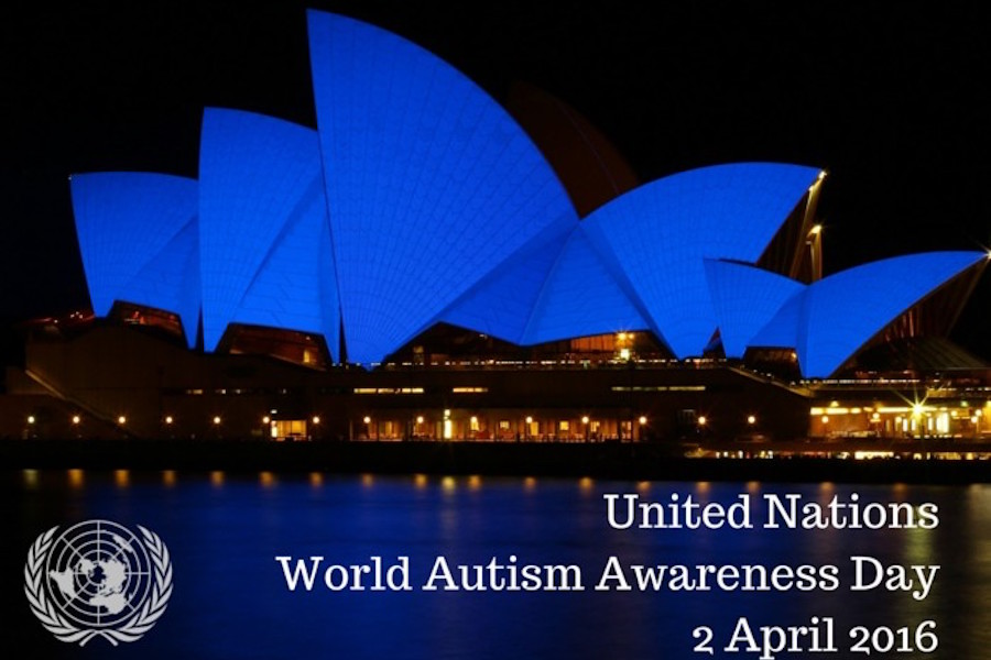 united nations world autism awareness day opera house in background