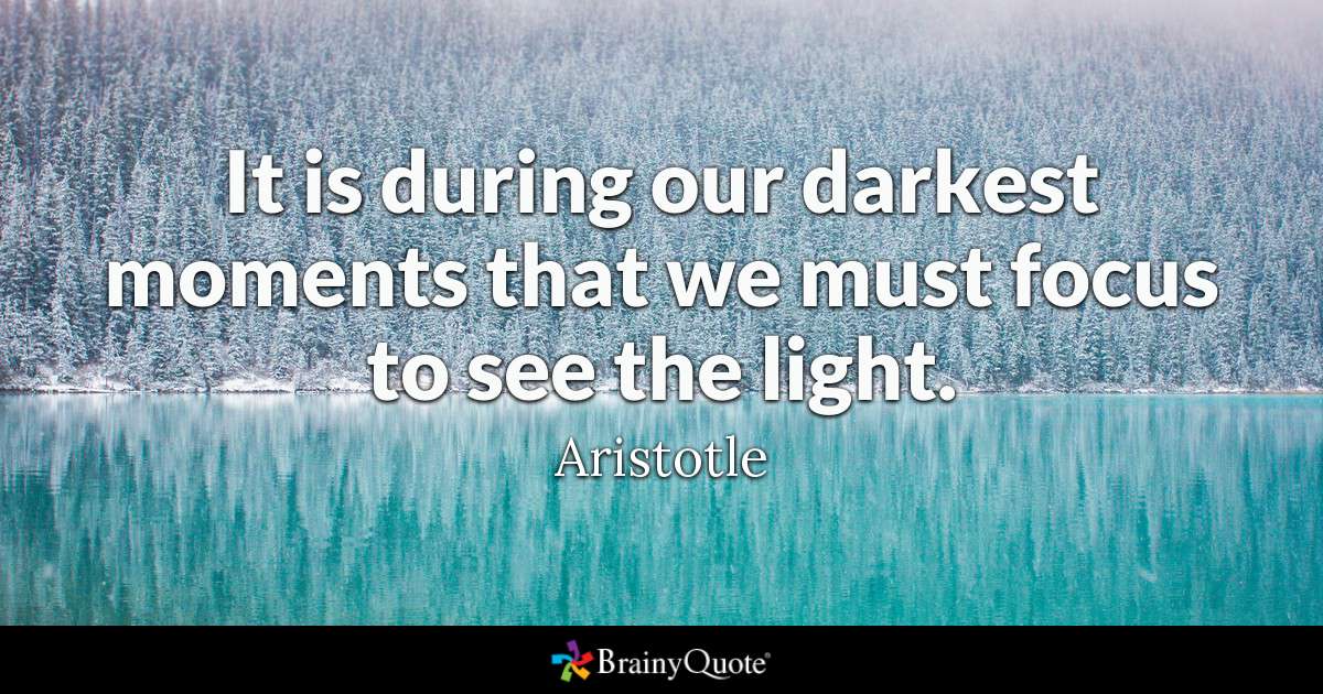 It is during our darkest moments that we must focus to see the light. aristotle