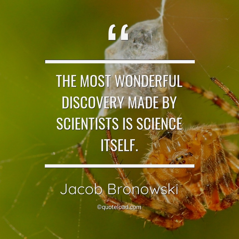 The most wonderful discovery made by scientists is science itself. jacob bronowski