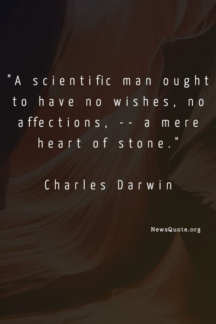 a scientific man ought to have no wishes, no affections a mere heart of stone. charles darwin
