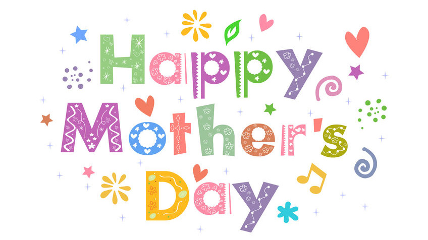 happy mothers day colorful text card