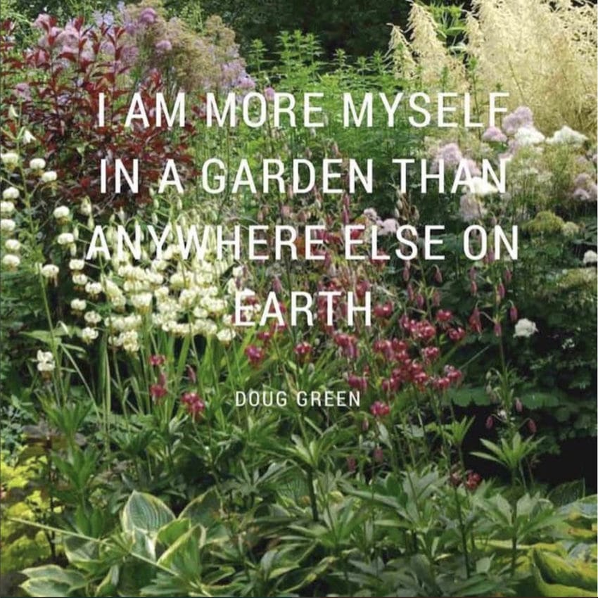 i am more myself in a garden than anywhere else on earth. doug green