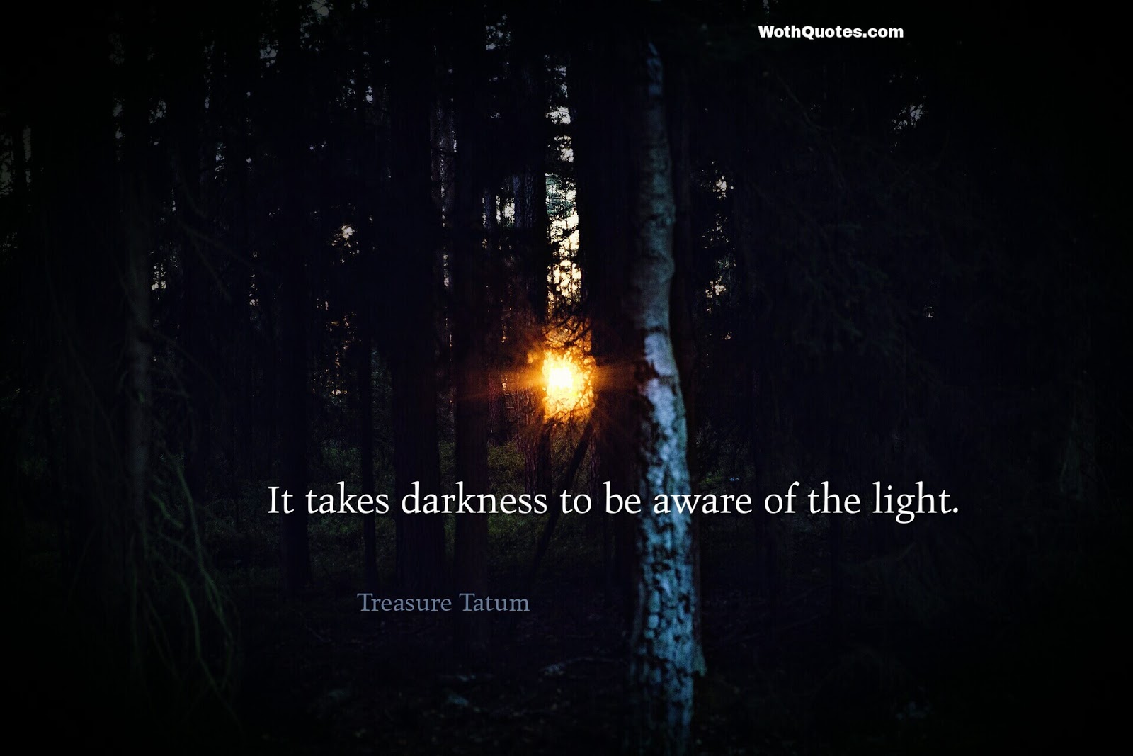it takes darkness to be aware of the light. treasure tatum