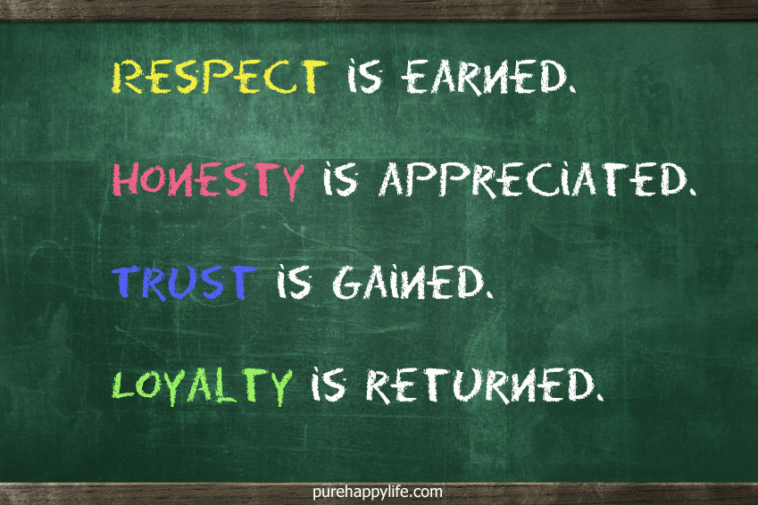 respect is earned honesty is appreciated. trust is gained loyalty is returned.