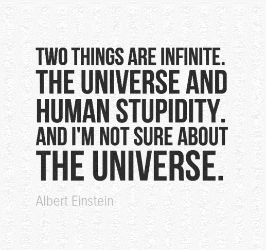 two things are infinite. the universe and human stupidity. and i’m not sure about the universe. albert einstein